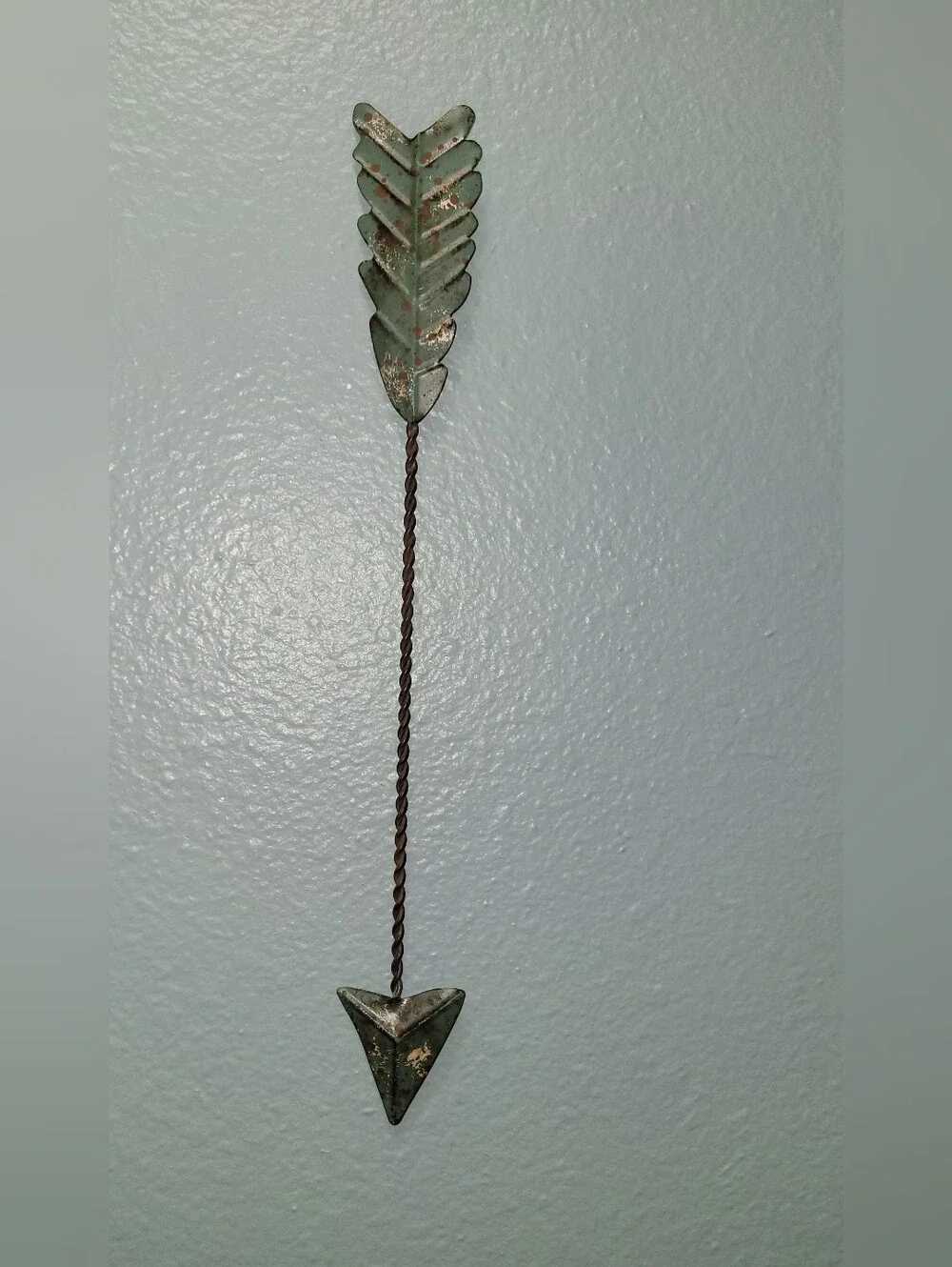 Green Patina Metal Arrow Wall Accent - Rustic Home Wall Decor
